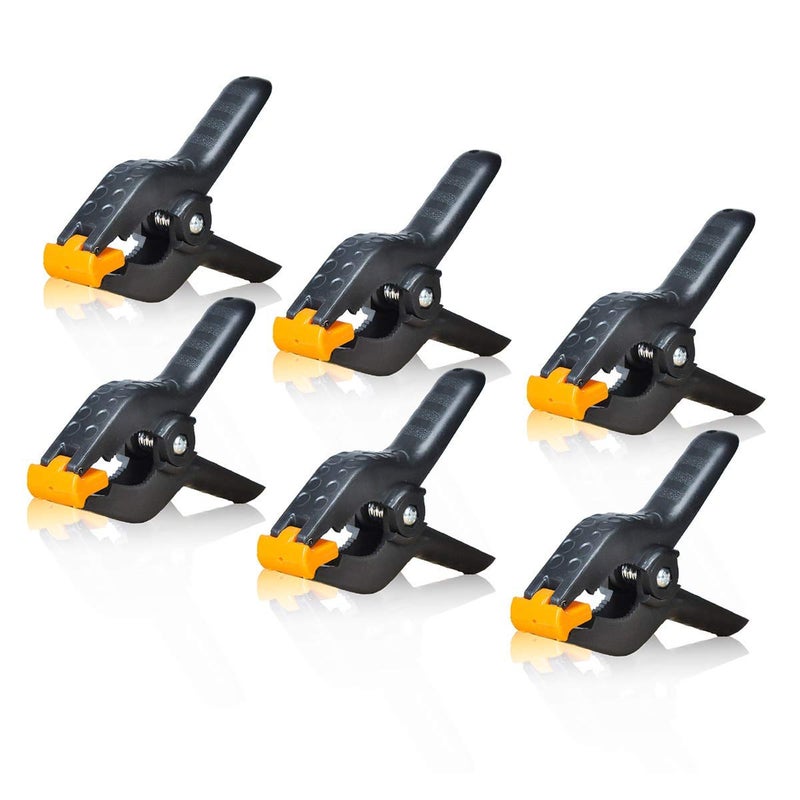 SLOW DOLPHIN Heavy Duty Spring Clamps Clip 4.5 Inch for Muslin/Paper Photo Studio Backdrops Background-6 Packï¼ˆYellow & Blackï¼‰ - Image 1